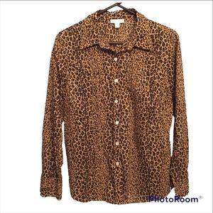 3/$15 Charter Club Leopard Pattern Button Down Shirt